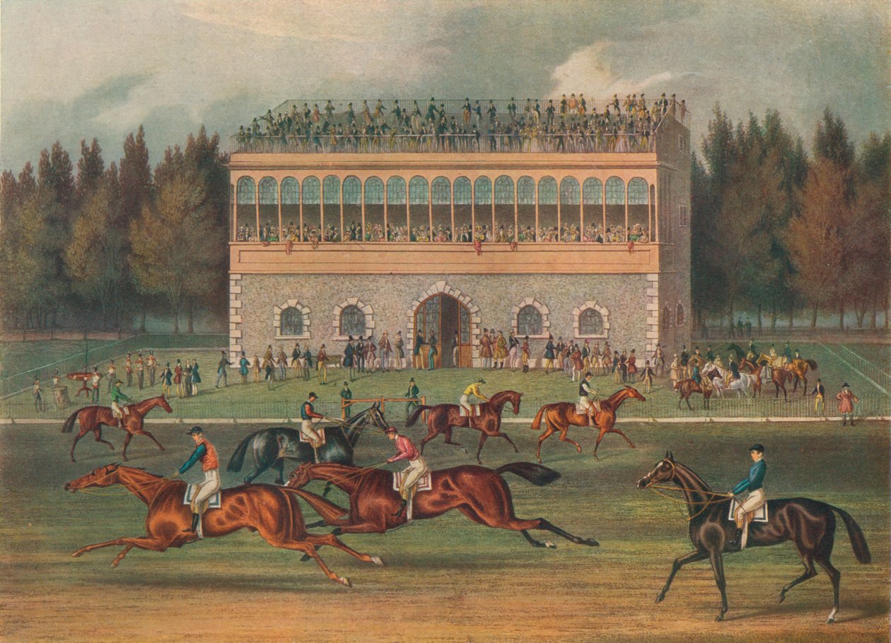 Goodwood Grand Stand. Valmistautuminen aloitukseen, 1836. tekijältä Richard Gibson Reeve