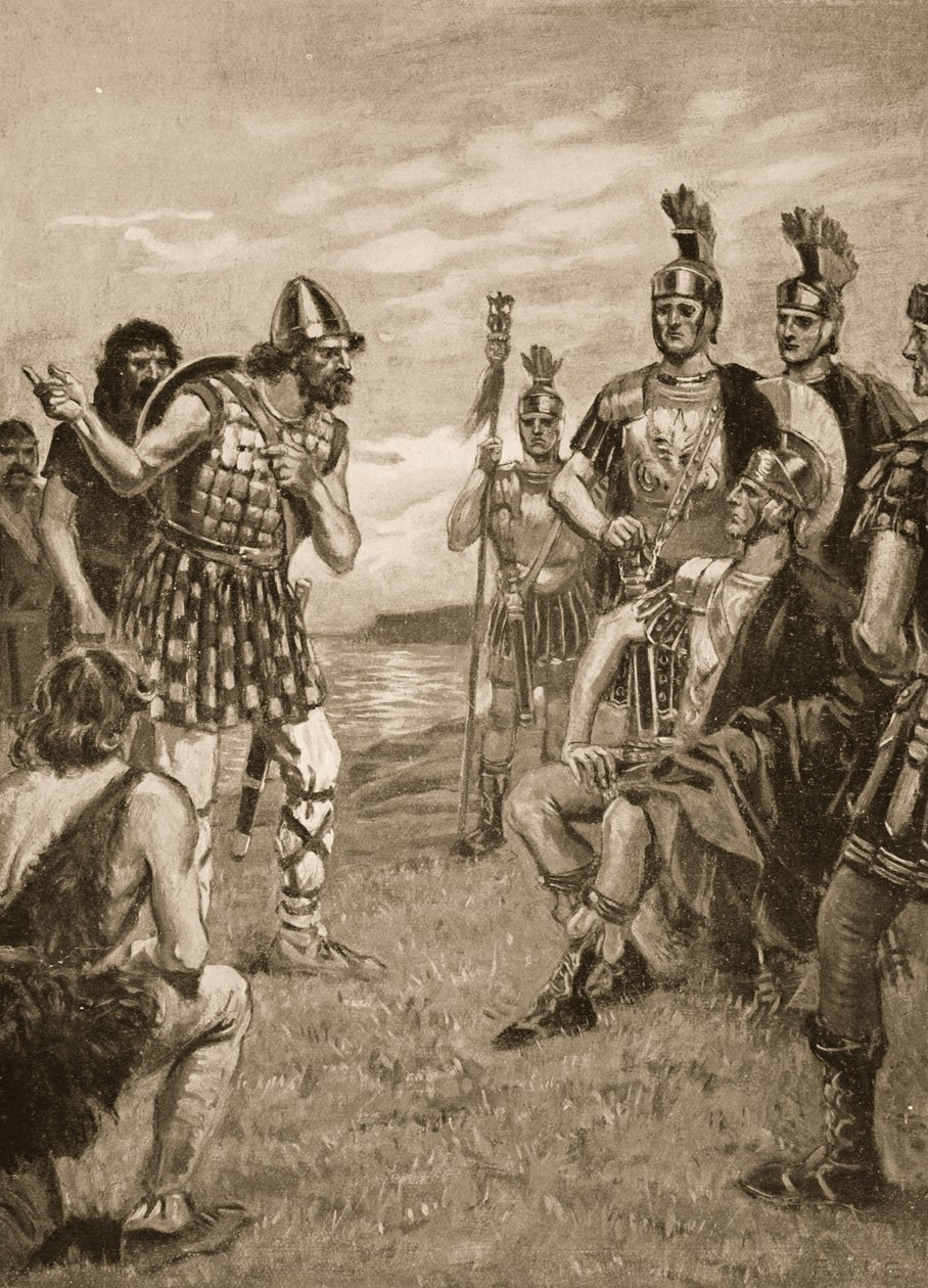 Agricola vastaanottaa Irlannin kuninkaan, kuva "Kansakunnan historiasta" tekijältä Richard Henry Brock