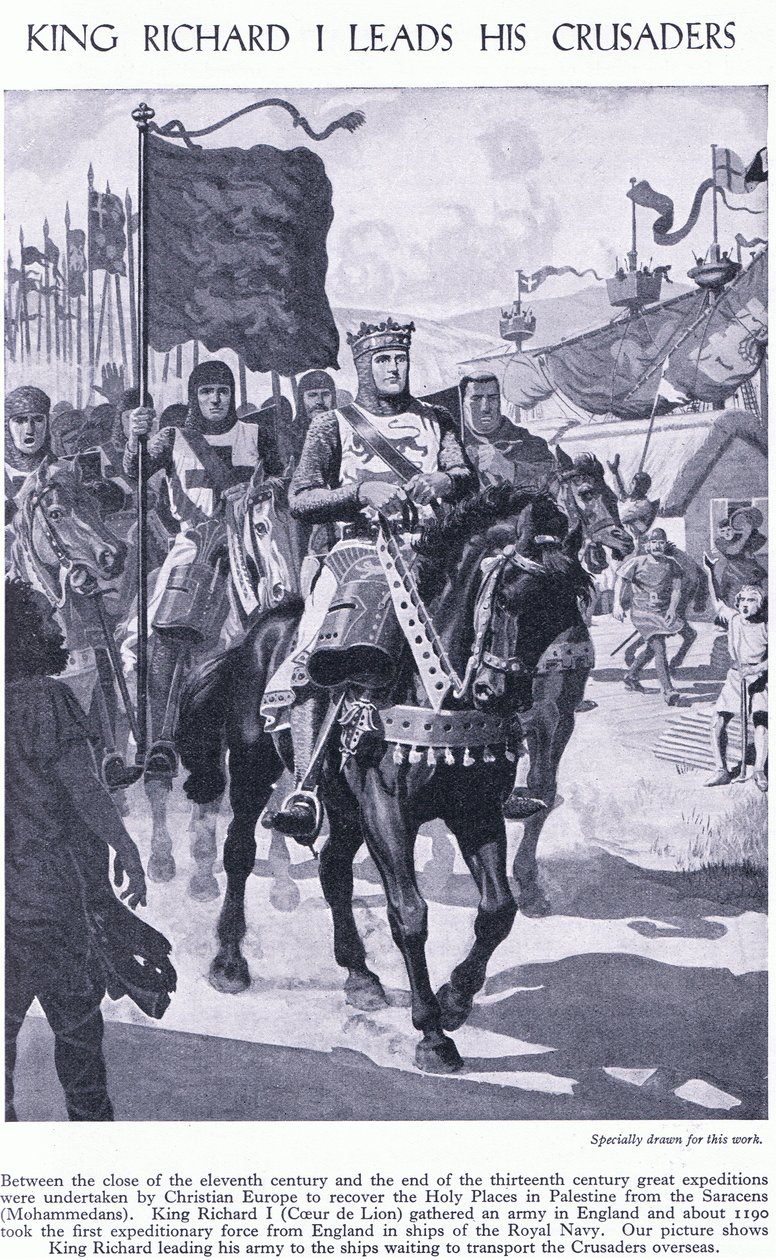 Kuningas Richard I johtaa ristiretkeläisiä, noin 1950 tekijältä Richard Henry Brock