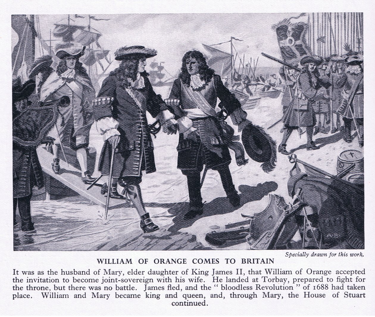 William of Orange saapuu Britanniaan, noin 1950 tekijältä Richard Henry Brock