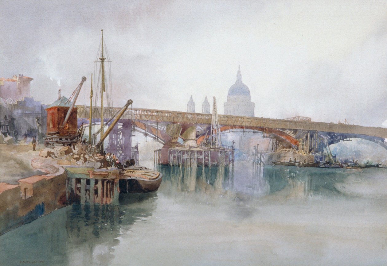 "Southwark Bridge in Course of Demolition", 1915 tekijältä Richard Henry Wright