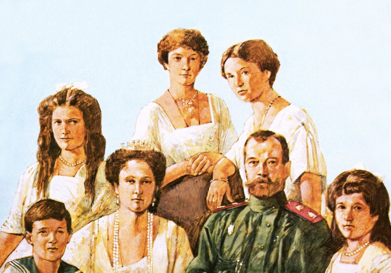 Tsaari Nikolai II tämän perheen kanssa tekijältä Richard Hook