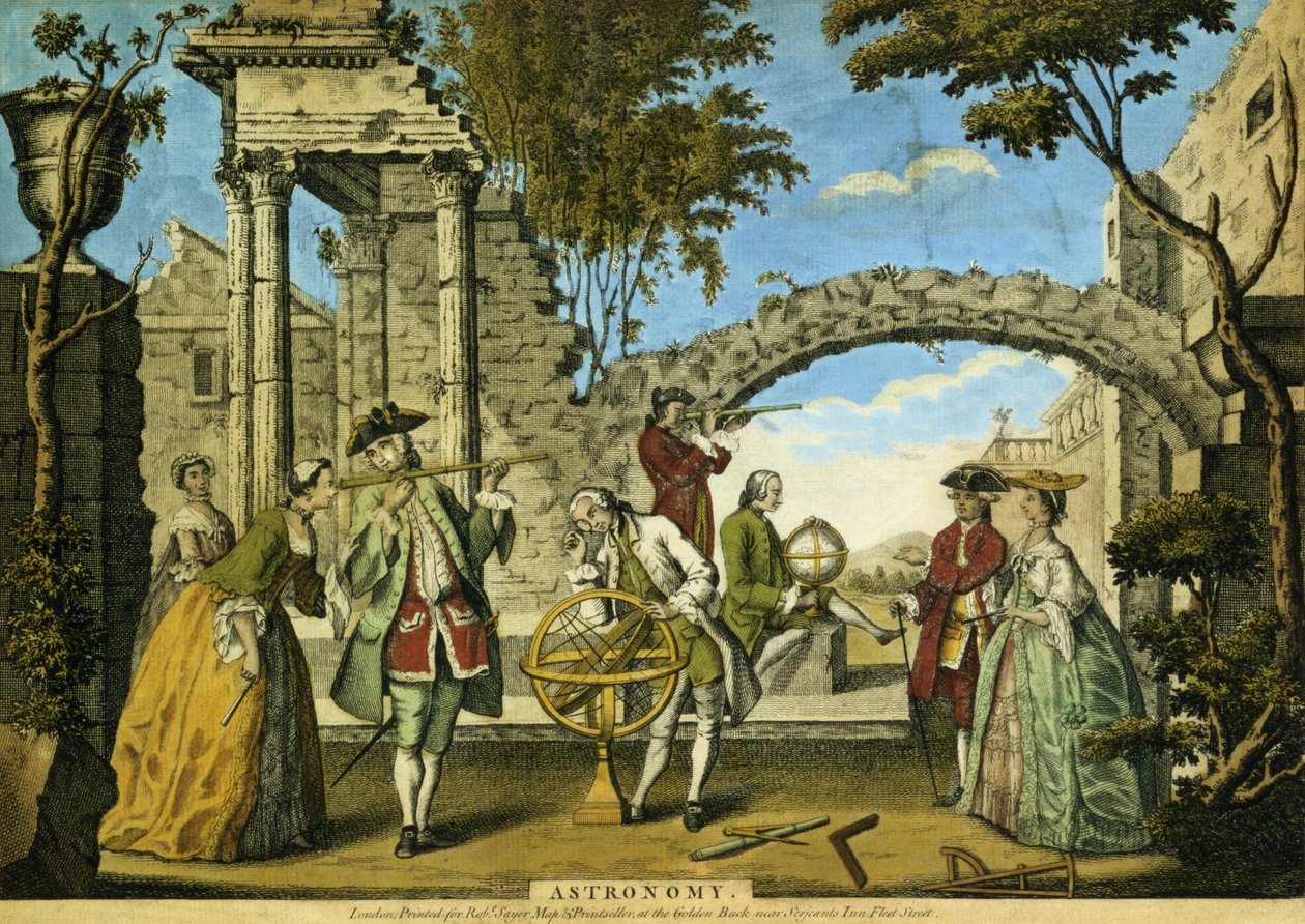 Tähtitiede, pubi. kirjoittanut Robert Sayer (fl.1750-80) n.1750 (akvatinta) tekijältä Richard Houston