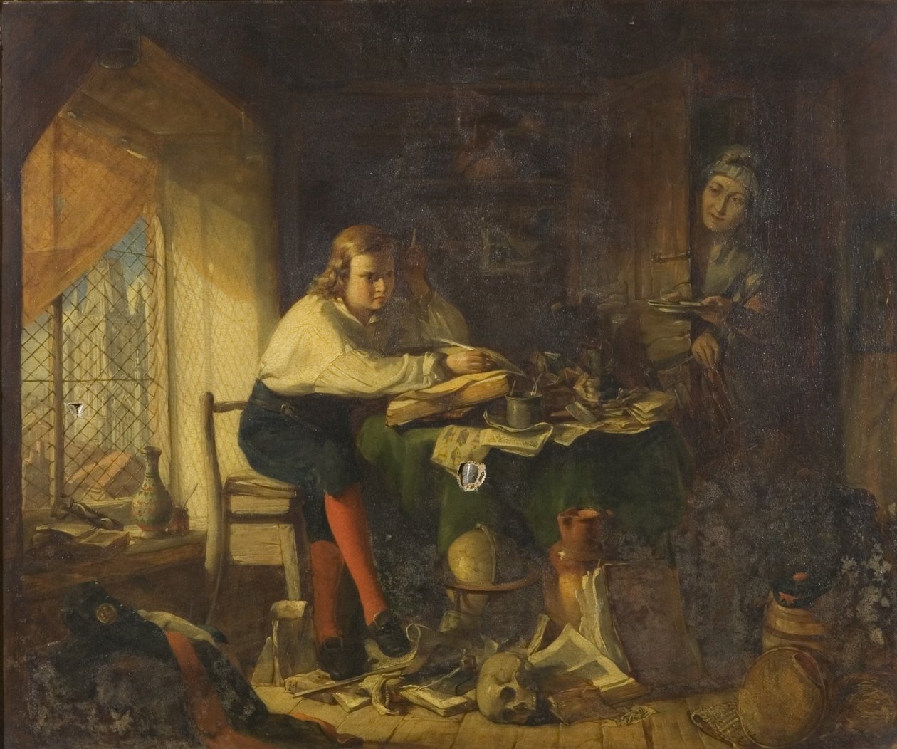 Chatterton säveltää Rowleian käsikirjoituksia (öljy kankaalle) tekijältä Richard J. Lewis