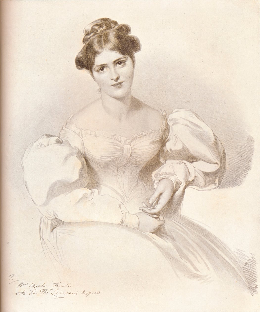 Frances Anne Fanny Kemble, 1809-1893, brittiläinen näyttelijä, c1829, 1909 tekijältä Richard James Lane
