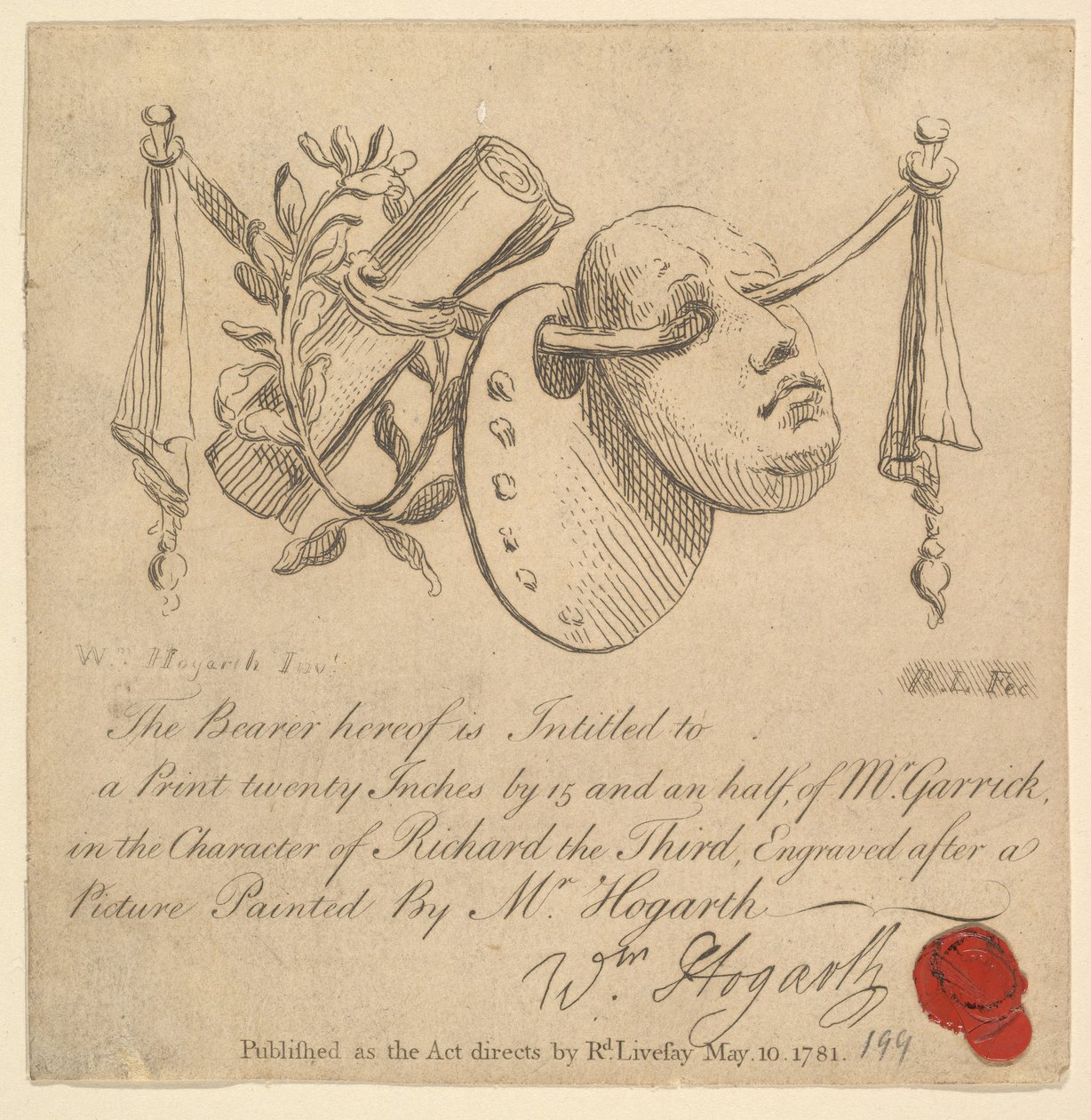 Naamio ja paletti, 1781. tekijältä Richard Livesay