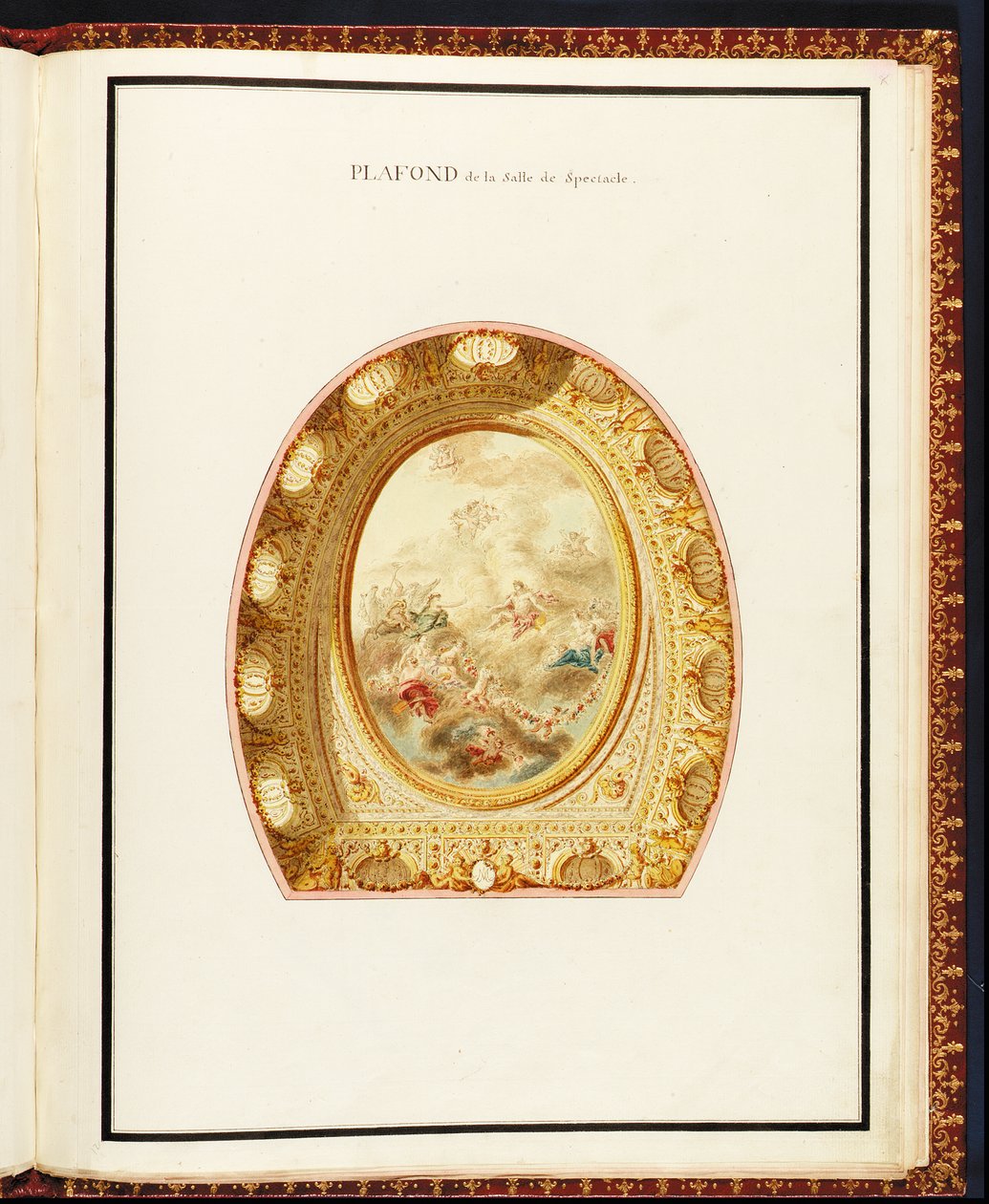 Auditorion katto, Richard Miquen (1728-94) Petit Trianonin suunnitelmien kokoelmasta tekijältä Richard Mique