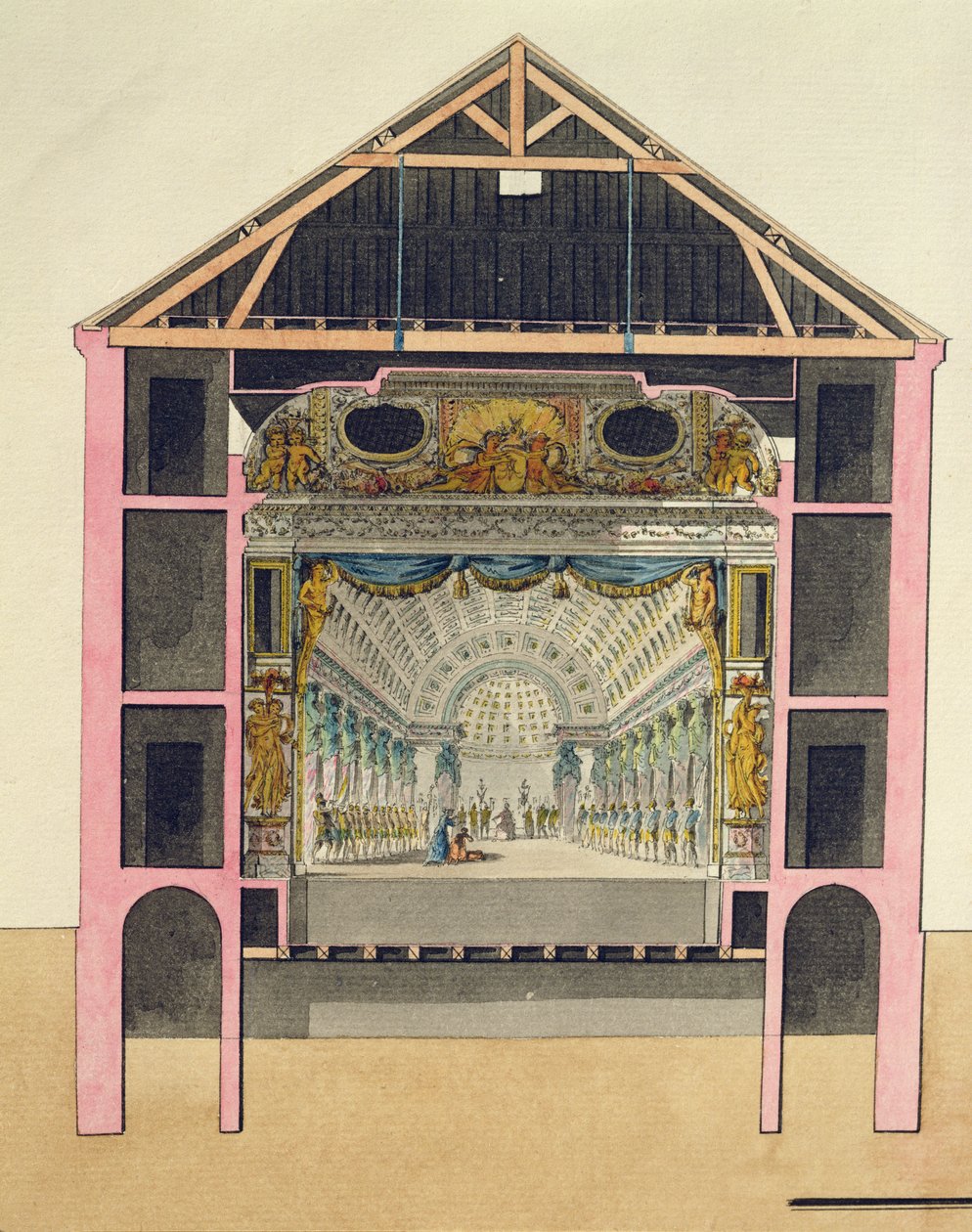 Le Petit Trianonin teatterisalin suunnitelma, 1786 tekijältä Richard Mique
