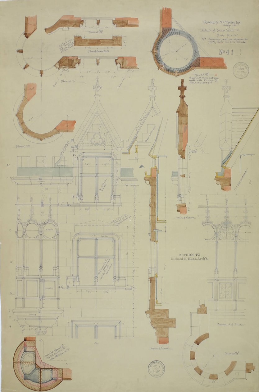 William Borden Esq. House, Chicago, Illinois, Yksityiskohta tekijältä Richard Morris Hunt