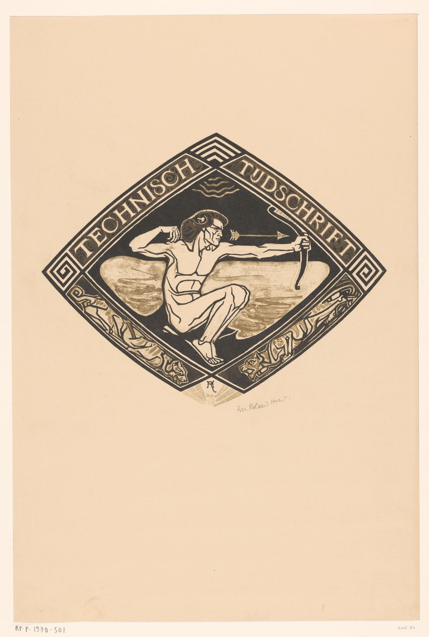 Kansisuunnittelu: Technical Magazine, 1914 tekijältä Richard Nicolaüs Roland Holst (signed by artist)
