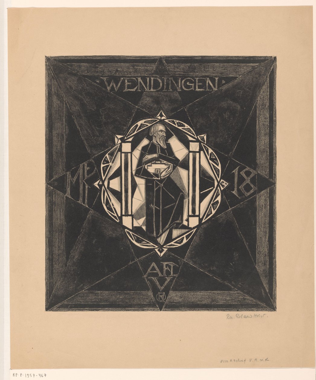 Kannen suunnittelu: Wendingen, 1918 tekijältä Richard Nicolaüs Roland Holst (signed by artist)