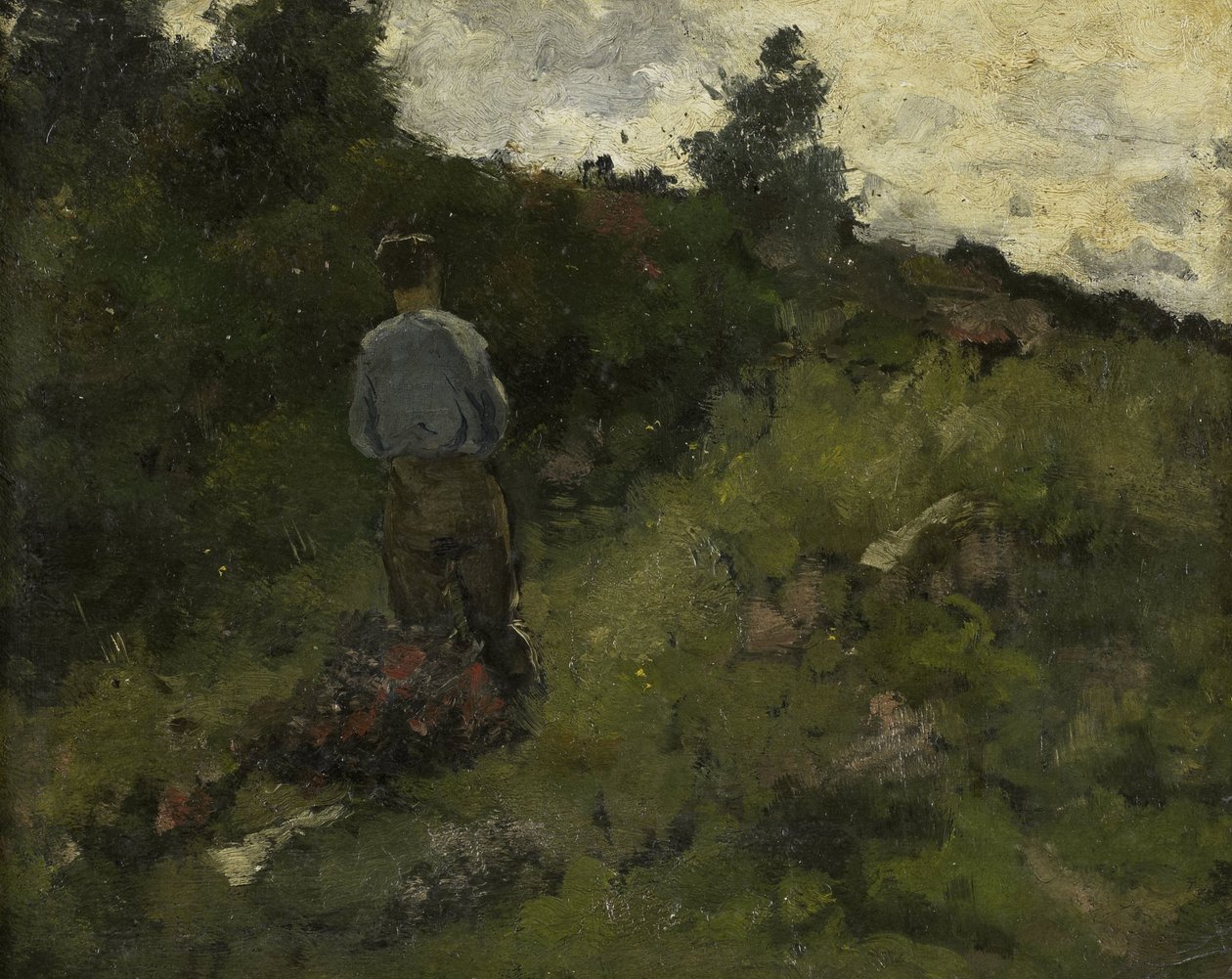 Maanviljelijä kävelee metsän reunaa pitkin tekijältä Richard Nicolaüs Roland Holst
