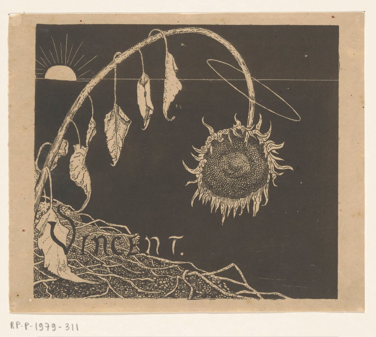Kansisuunnittelu: Richard Roland Holst, Vincent Van Goghin perinnön näyttely, 1892 tekijältä Richard Nicolaüs Roland Holst