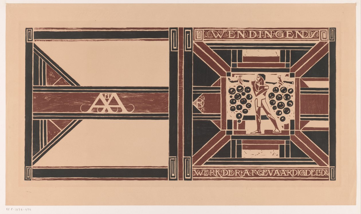 Kannen suunnittelu: Wendingen, 1921 Valtuutettujen jäsenten työ (nimike esineessä) tekijältä Richard Nicolaüs Roland Holst