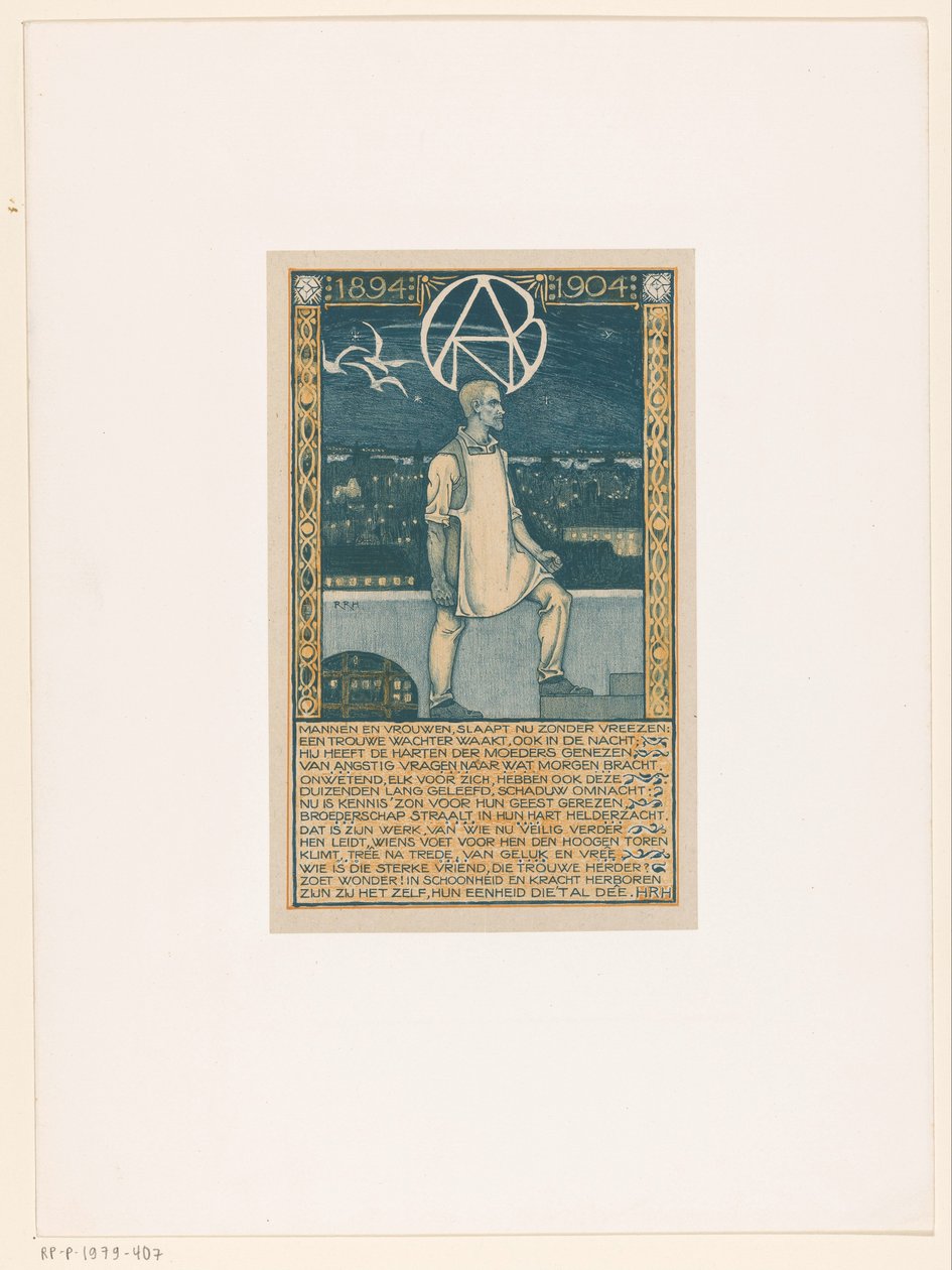 Painos Alankomaiden yleisen timanttityöläisten liiton 10-vuotisjuhlan kunniaksi vuonna 1904 tekijältä Richard Nicolaüs Roland Holst