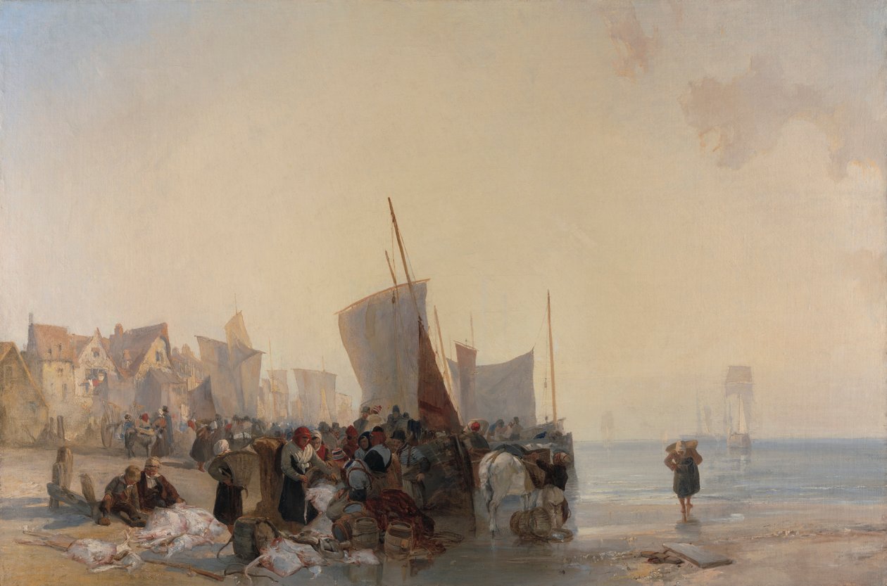 Kalamarkkinat Boulognen lähellä tekijältä Richard Parkes Bonington