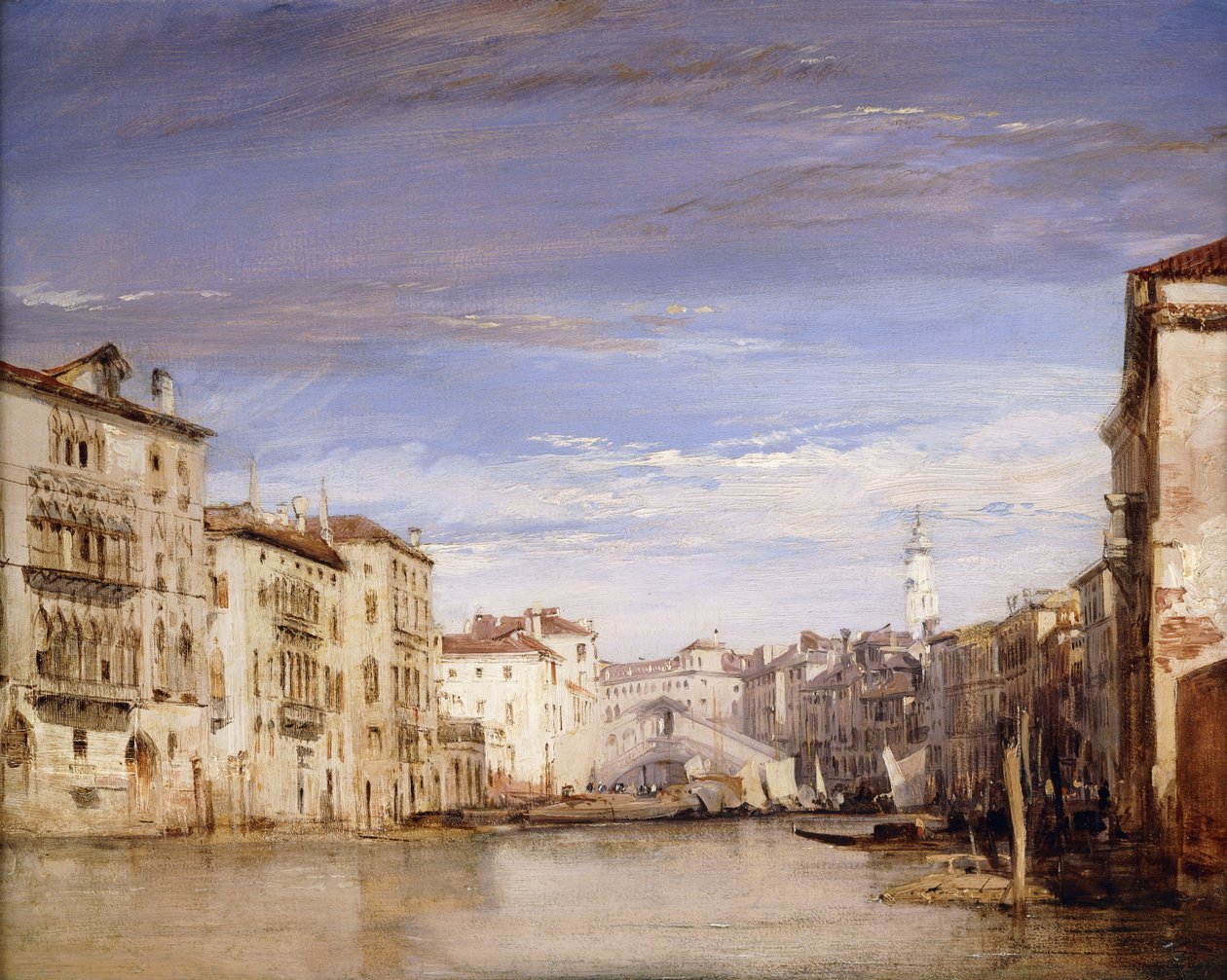 Näkymä Venetsian Grand Canalille, Palazzo Bernardosta päin Rialton siltaa, tekijältä Richard Parkes Bonington