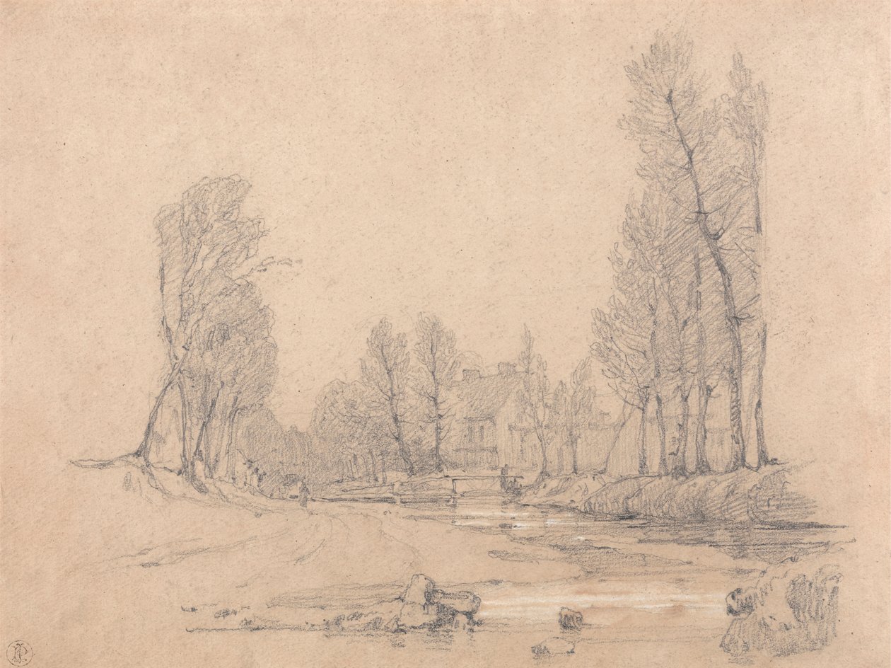 Metsäinen puro ja maalaistalo Normandiassa tekijältä Richard Parkes Bonington