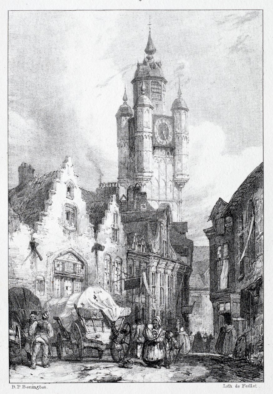 Bergues: Market Tower tekijältä Richard Parkes Bonington