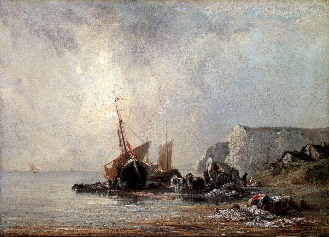 Veneitä Normandian rannalla, 1823. tekijältä Richard Parkes Bonington