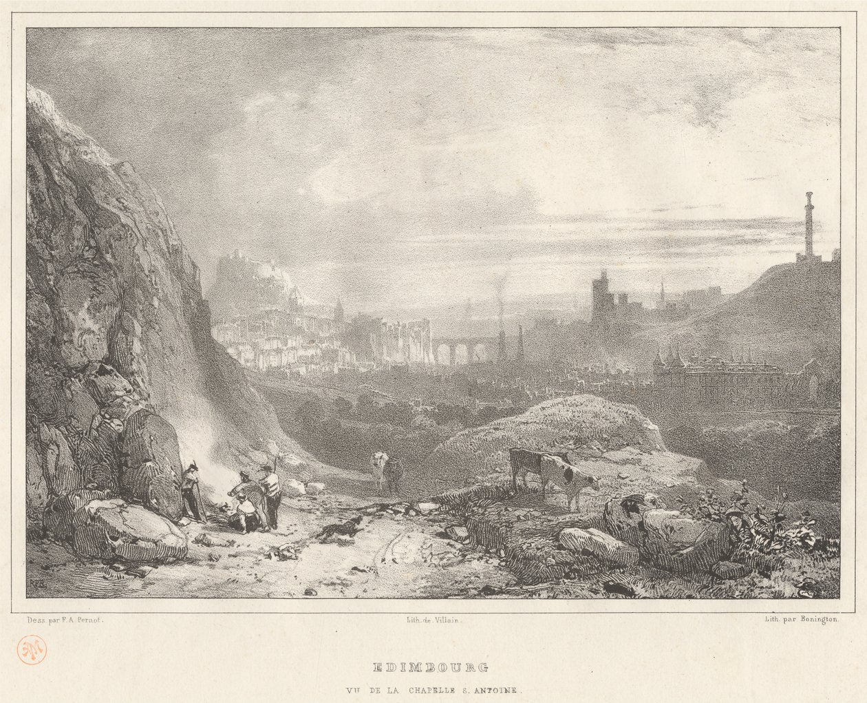 Edinburgh nähtynä kappeli ST. Anthony tekijältä Richard Parkes Bonington