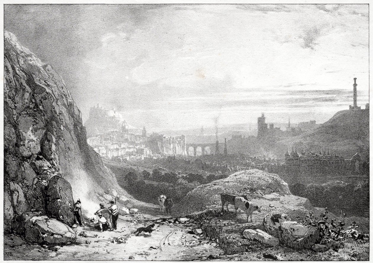 Edinburgh Pyhän Antoniuksen kappelilta nähtynä tekijältä Richard Parkes Bonington