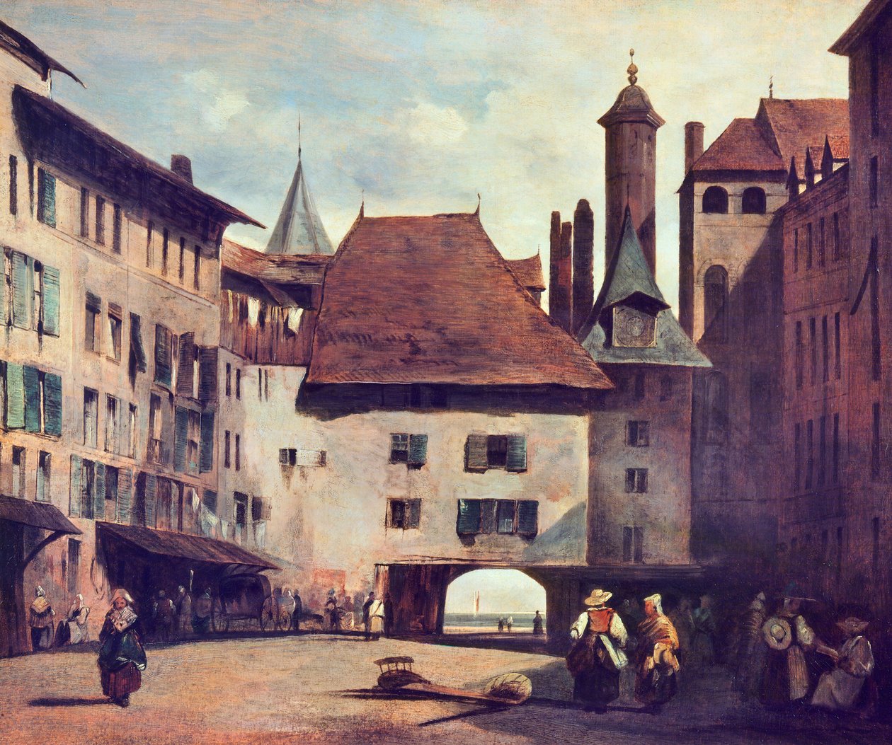 Place du Molard, n. 1830 tekijältä Richard Parkes Bonington