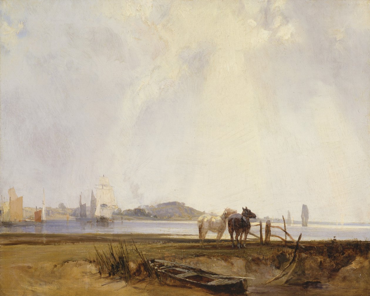 Maisema lähellä Quilleboeufia, Ranska, n. 1824-25 (öljy kankaalle) tekijältä Richard Parkes Bonington