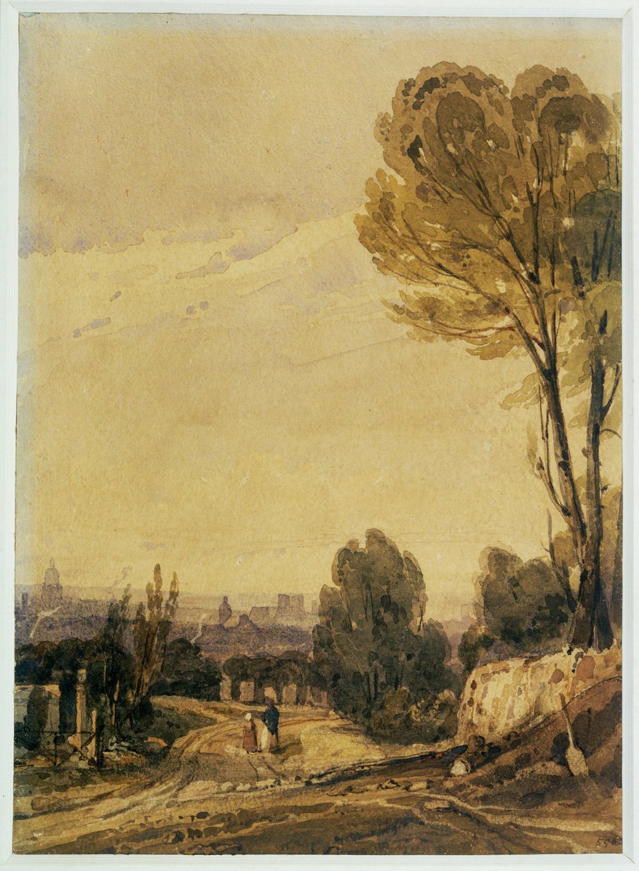 Pariisi Pere Lachaise -hautausmaalta katsottuna ... (maalaus kankaalle) tekijältä Richard Parkes Bonington