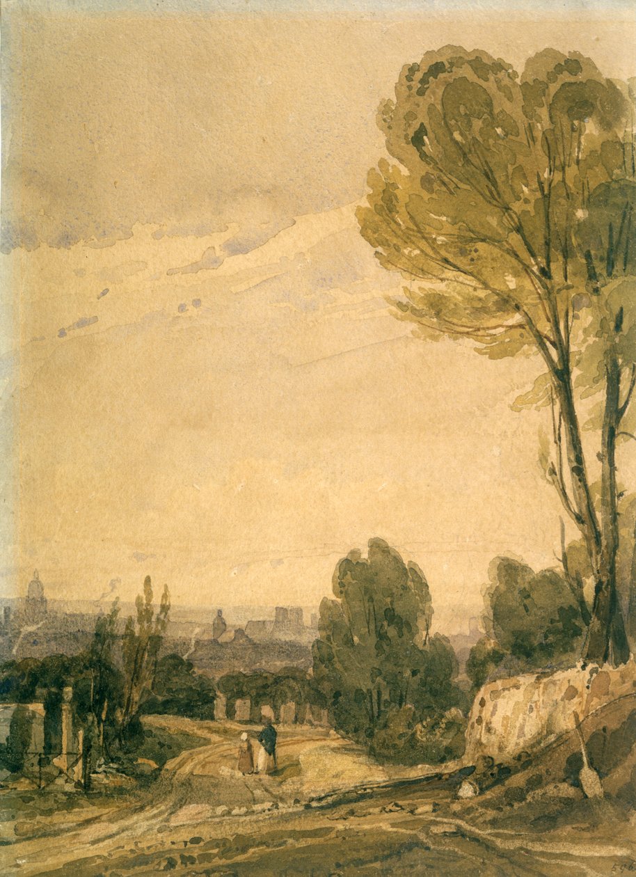 Pariisi nähtynä Pere Lachaisen hautausmaalta, vuodelta 1825 tekijältä Richard Parkes Bonington