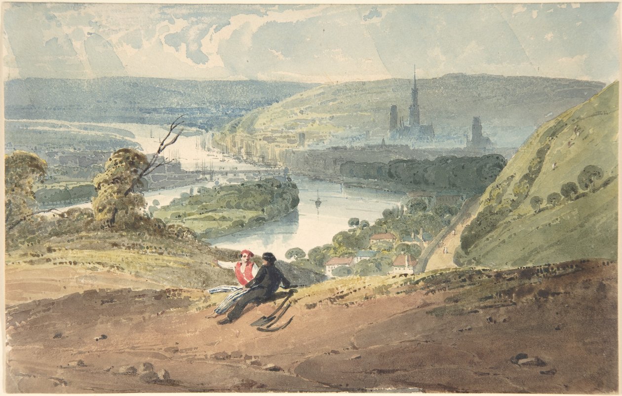 Rouen, näkymä Bon-Secoursista tekijältä Richard Parkes Bonington