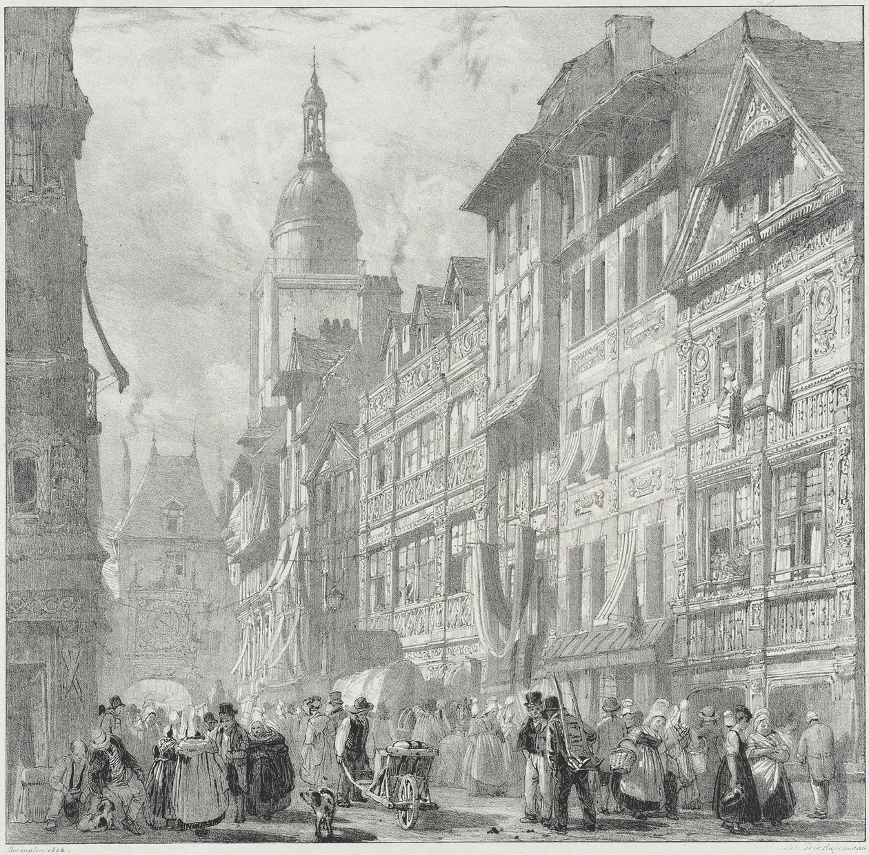 Rue du Gros Horloge, Rouen tekijältä Richard Parkes Bonington