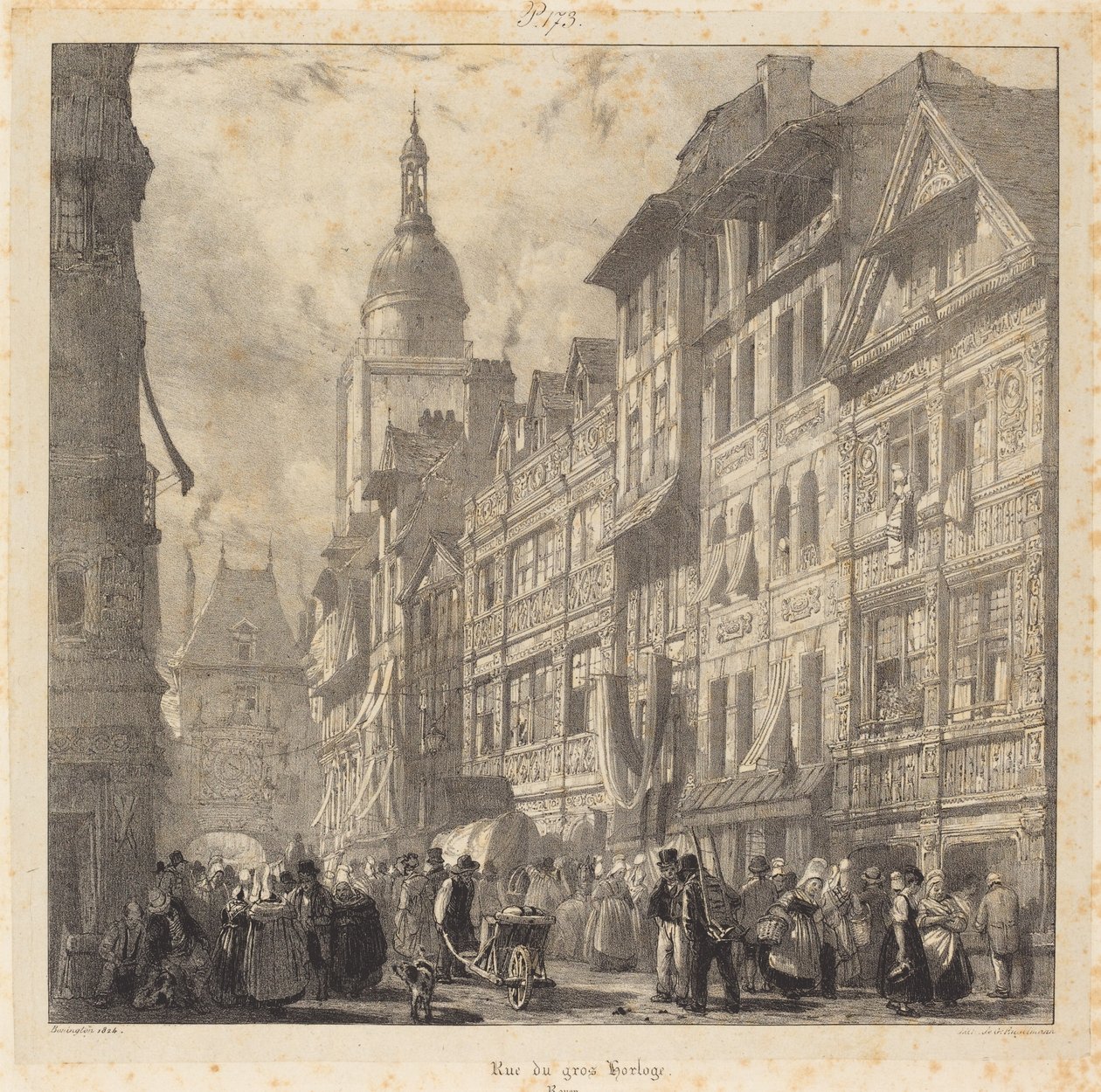 Rue du Gros-Horloge, Rouen tekijältä Richard Parkes Bonington