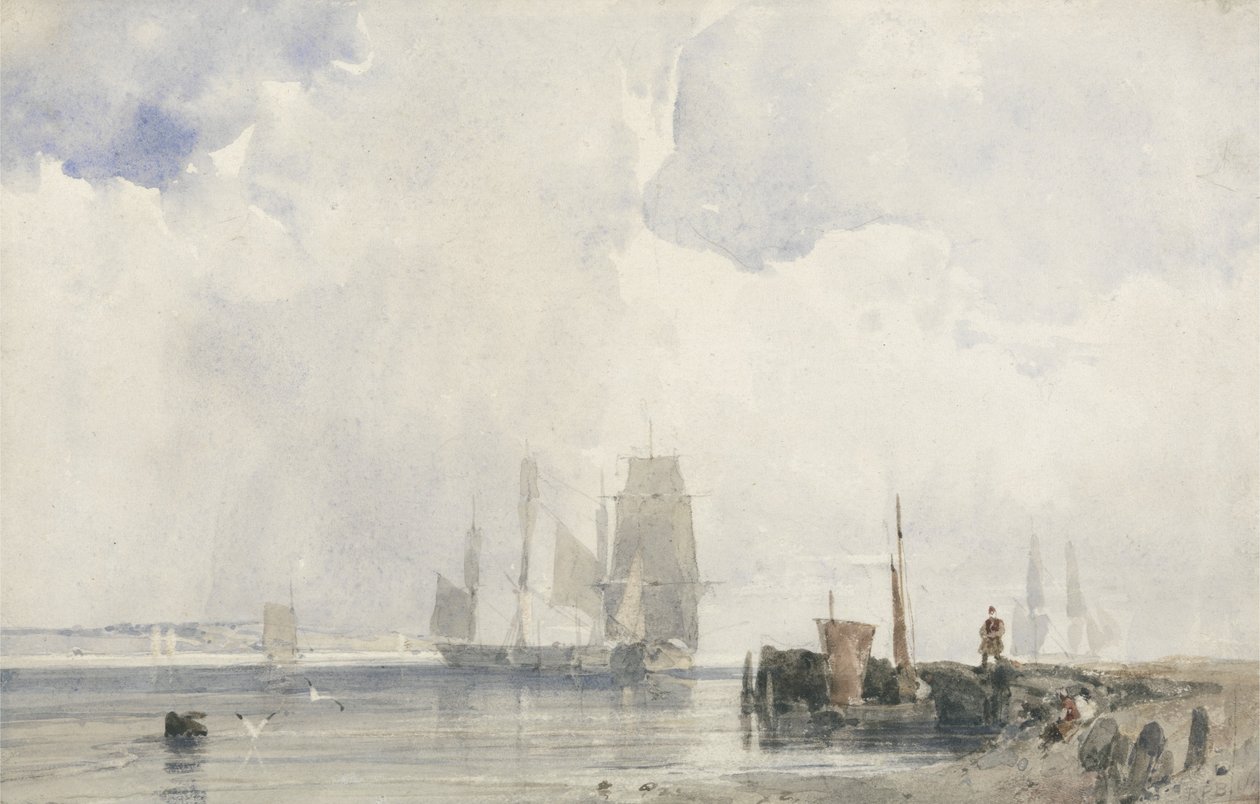 Toimitus suistoalueella (paperilla grafiitin päällä) tekijältä Richard Parkes Bonington