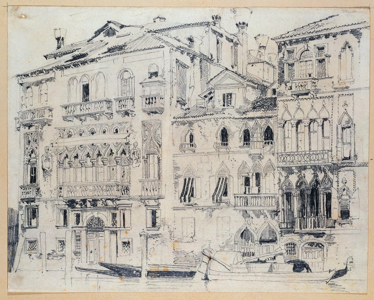Canal Grande, Venetsia, n. 1826 (lyijykynä) tekijältä Richard Parkes Bonington