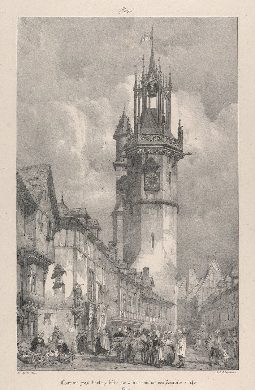 Gros Horloge -torni, rakennettu englantilaisten hallitsemana vuonna 1417 tekijältä Richard Parkes Bonington