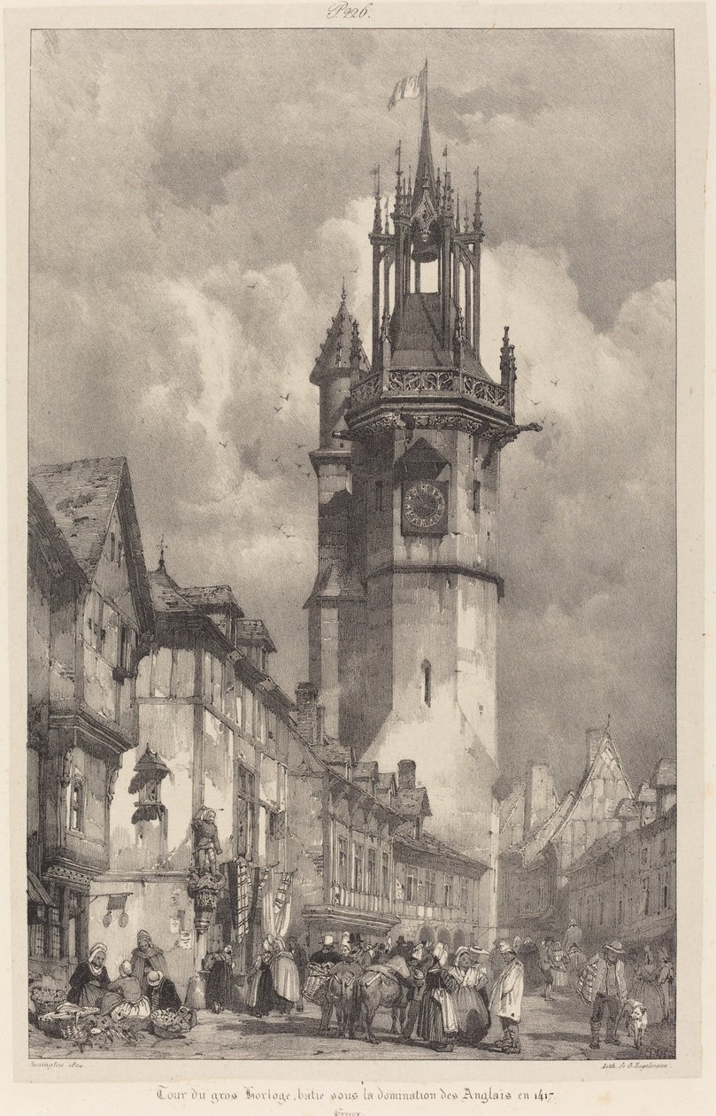 Gros-Horloge Tower, Evreux tekijältä Richard Parkes Bonington
