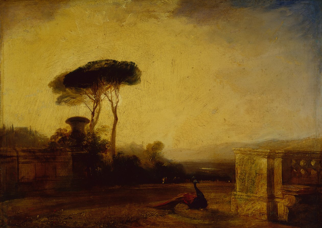 Näkymä Firenzen lähellä sijaitsevan huvilan pihalle (öljy kankaalle) tekijältä Richard Parkes Bonington