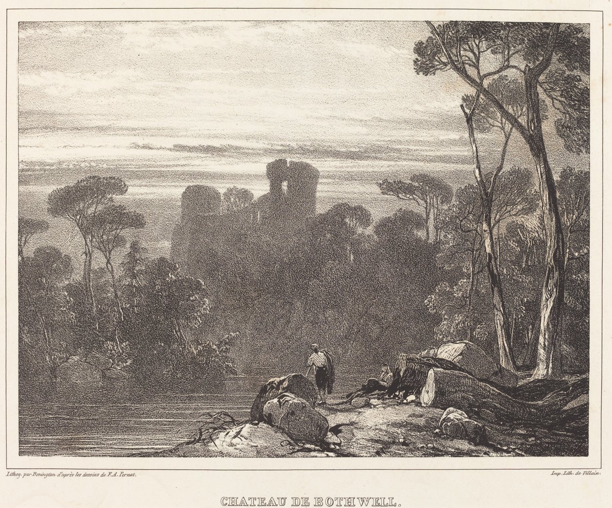 Chateau de Bothwell tekijältä Richard Parkes Bonington after Francois Alexandre Pernot
