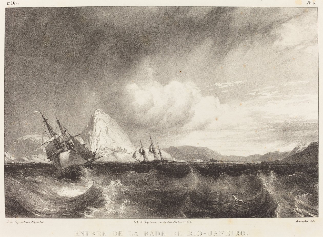 Entree de la rade de Rio-Janeiro tekijältä Richard Parkes Bonington after Moritz Rugendas