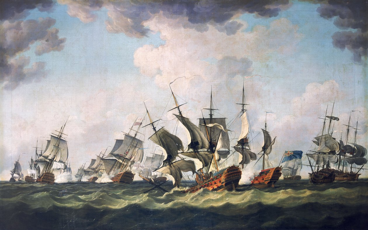 Quiberonin lahden taistelu, 20. marraskuuta 1759 (öljymaalaus) tekijältä Richard Paton