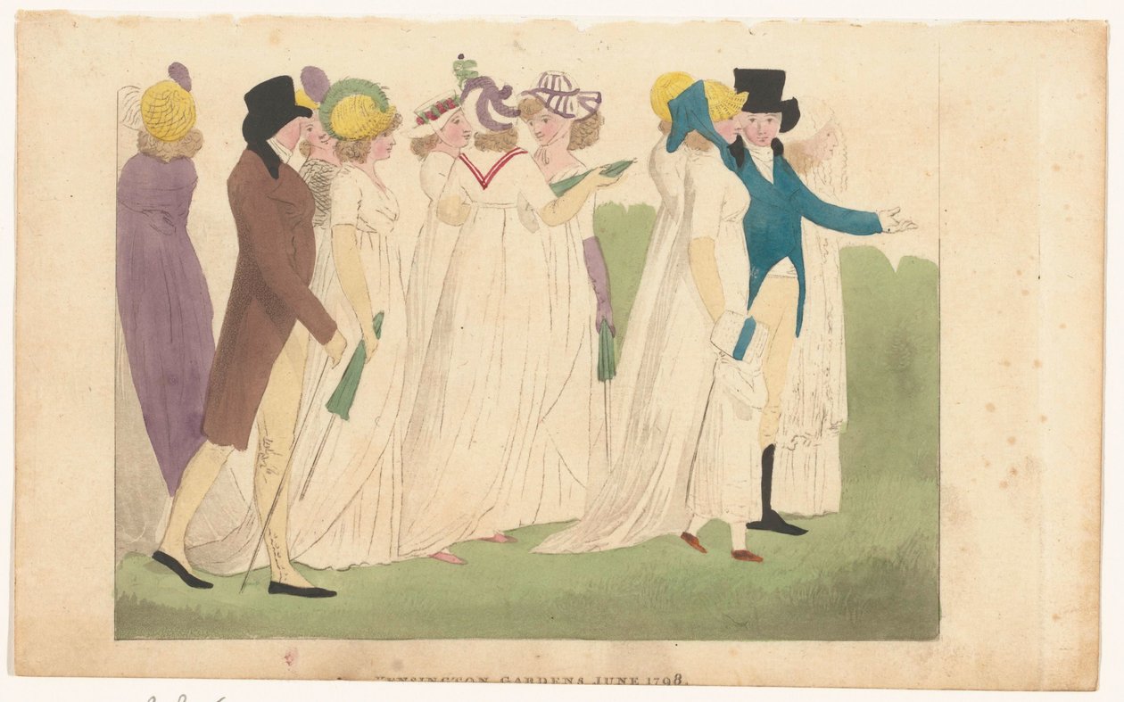 Lontoon ja Pariisin naismuotilehti: Kensington Gardens kesäkuu 1798 tekijältä Richard Phillips