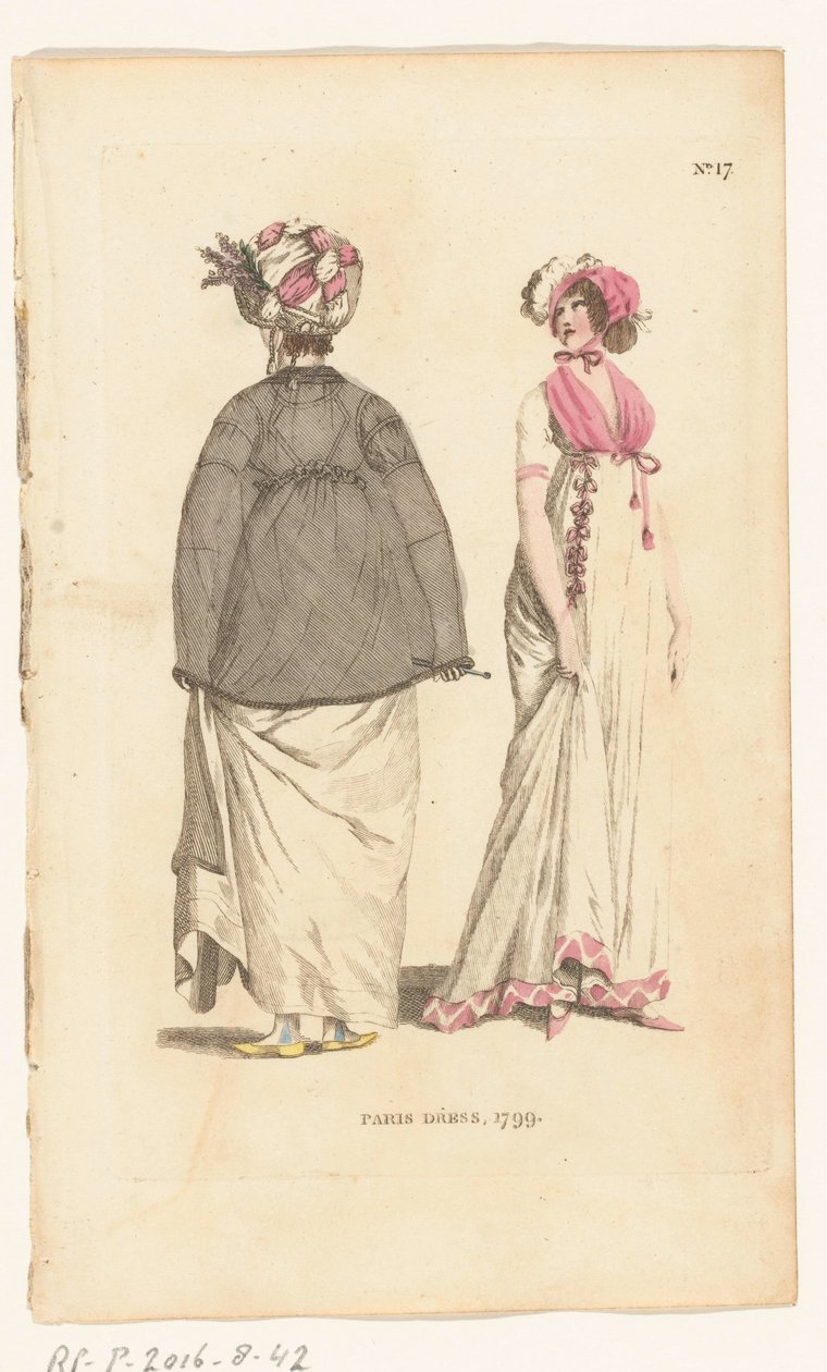 Lontoon ja Pariisin naismuotilehti, nro 17. Pariisin mekko, 1799 tekijältä Richard Phillips