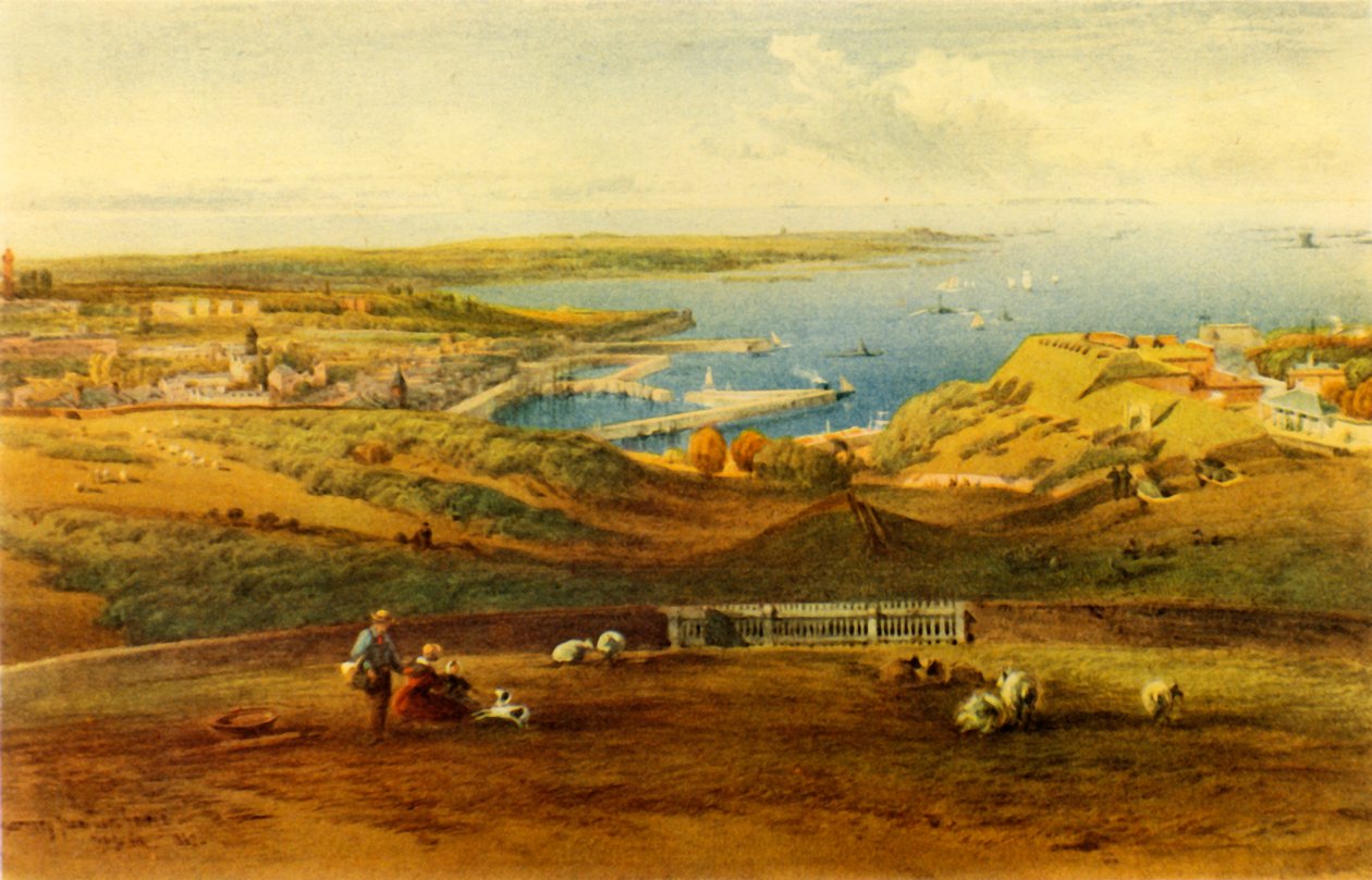 "Guernseyn yleinen näkymä Port Georgesta", 1850, 1946. tekijältä Richard Principal Leitch