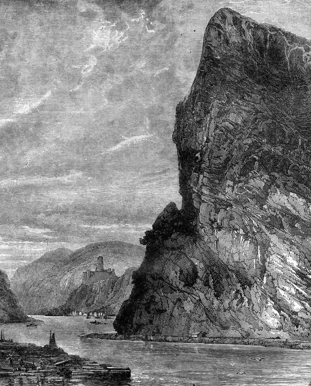 Loreley rock, lähellä St Goarshausenia, Saksa, 1800-luku tekijältä Richard Principal Leitch