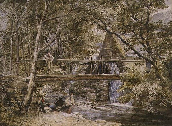 PD.247-1989 An Overshot Mill (akvarelli) tekijältä Richard Redgrave