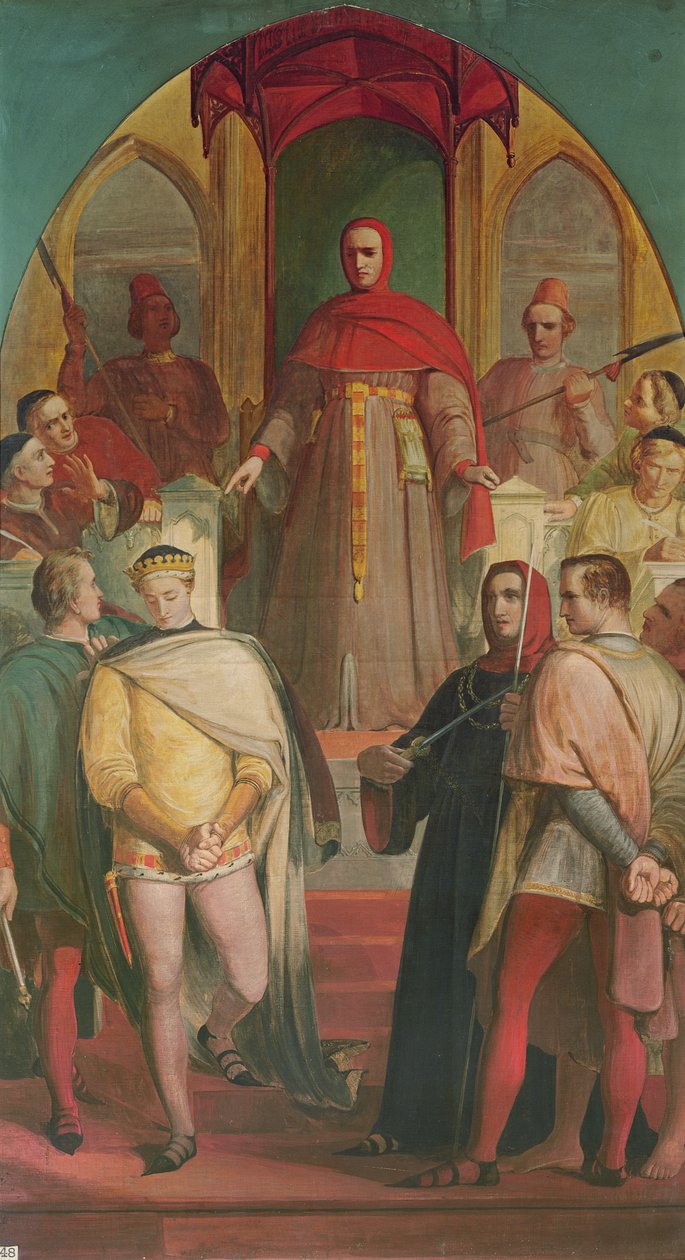 Prinssi Henry (1387-1422) tunnustaa tuomari Gascoignen (n. 1350-1419) valtuudet 1845 tekijältä Richard Redgrave