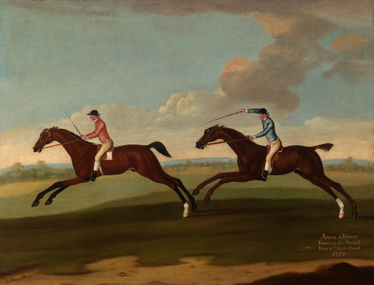 Aaron ja kuljettaja juoksevat toista erää Maidenheadissa, 1754 tekijältä Richard Roper