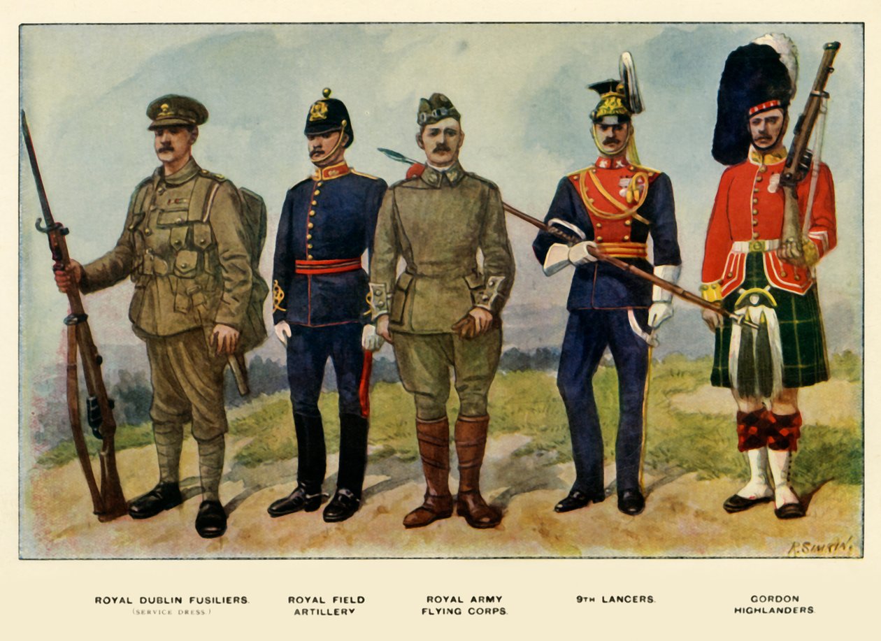 Brittiarmeijan tyypit, 1919. tekijältä Richard Simkin