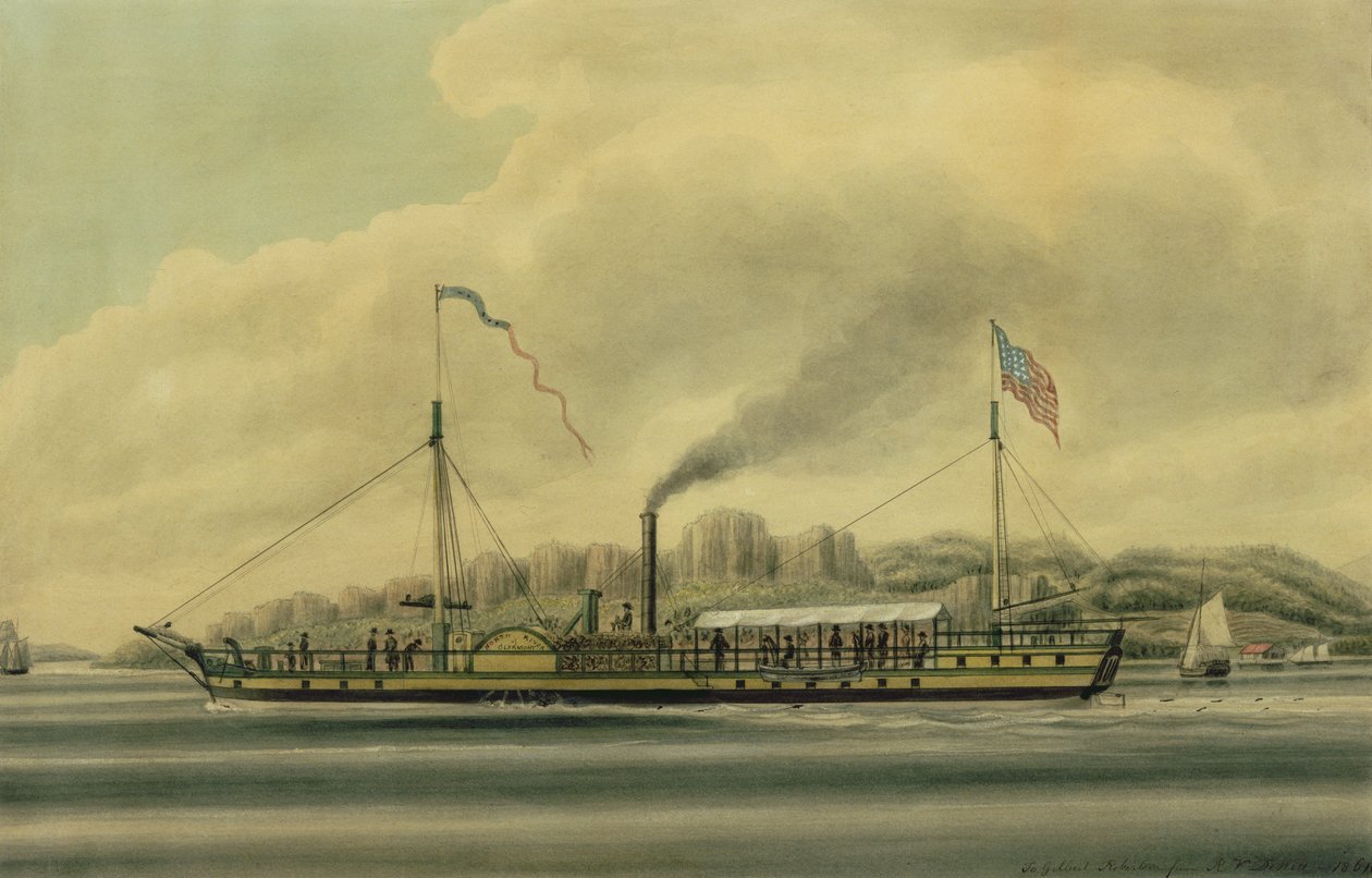 Hudson-joen höyrylaiva, "Clermont", n. 1858 tekijältä Richard Varick De Witt